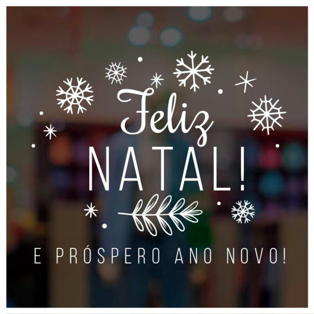 Mensagem com a escrita "Feliz Natal e Próspero Ano Novo"